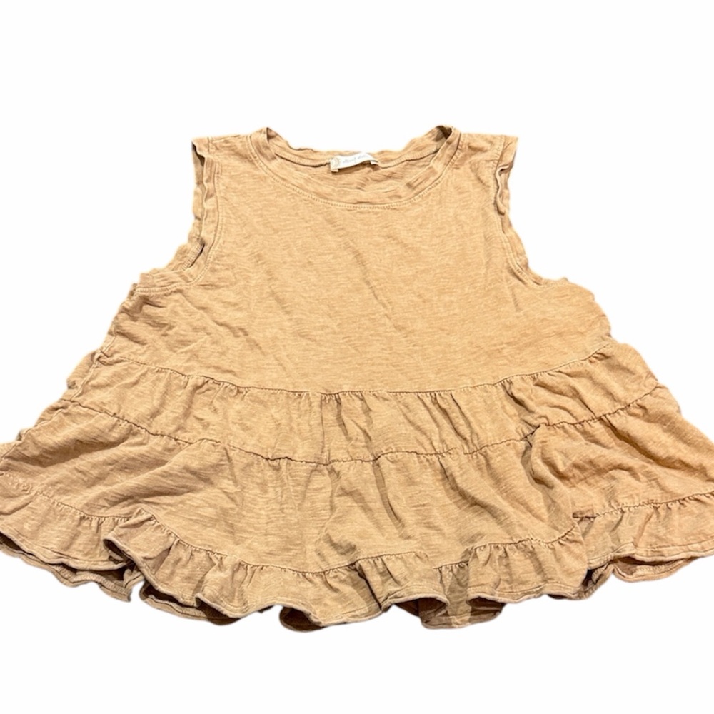 Altar'd State Light Brown Sleeveless Ruffled Top